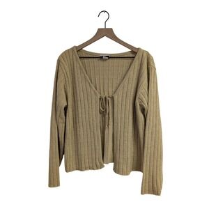 Vintage Y2K Fashion Bug Tie‎ Front Cardigan Sweater Bratz 2000s Sparkle Gold L